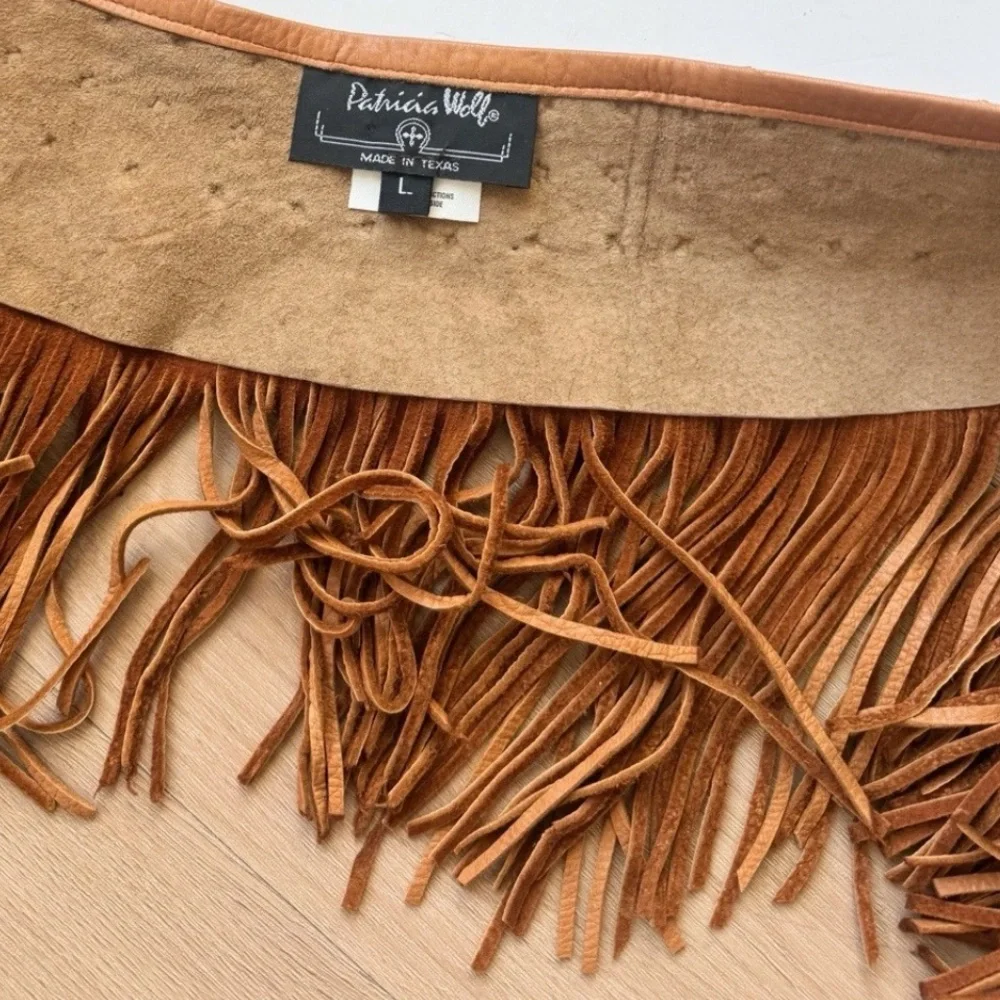 Tan Fringe Leather Waist Belt with Turquoise Accent